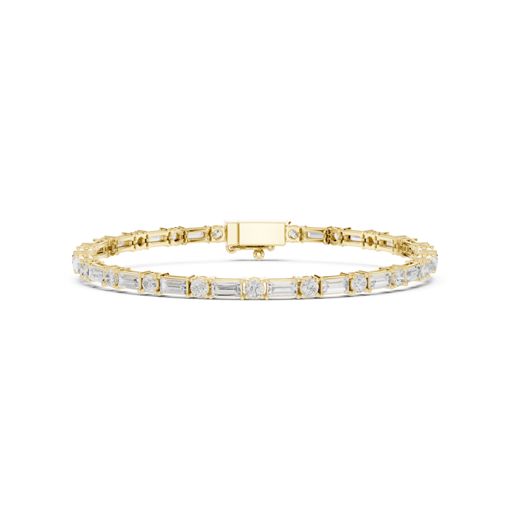 Baguette & Round 3.9 ctw Lab Diamond Tennis Bracelet - BC128 in Bracelet by 18 KARATS INC.