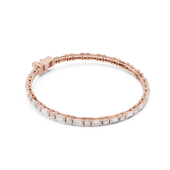 Baguette & Round 3.9 ctw Lab Diamond Tennis Bracelet - BC128 in Bracelet by 18 KARATS INC.