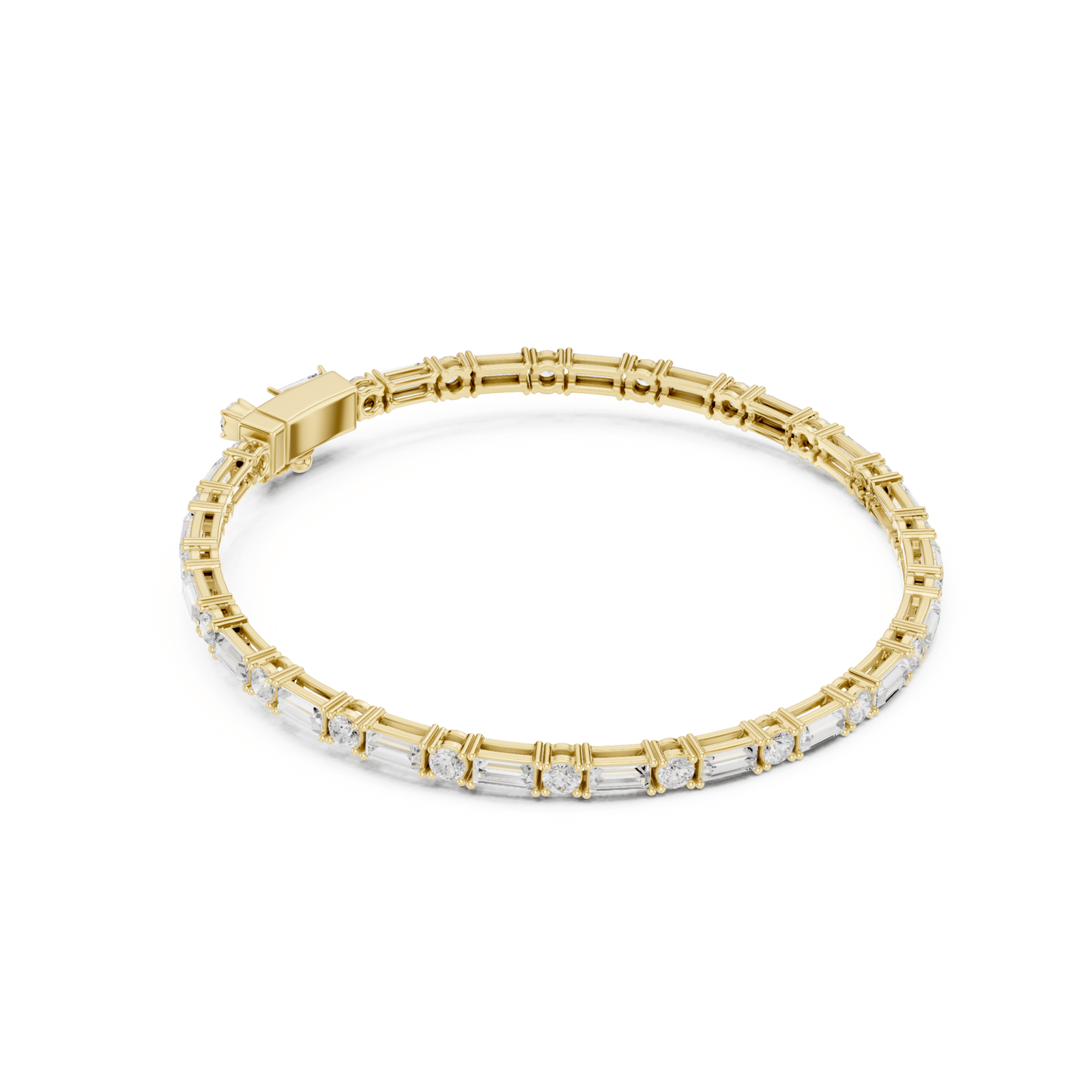 Baguette & Round 3.9 ctw Lab Diamond Tennis Bracelet - BC128 in Bracelet by 18 KARATS INC.