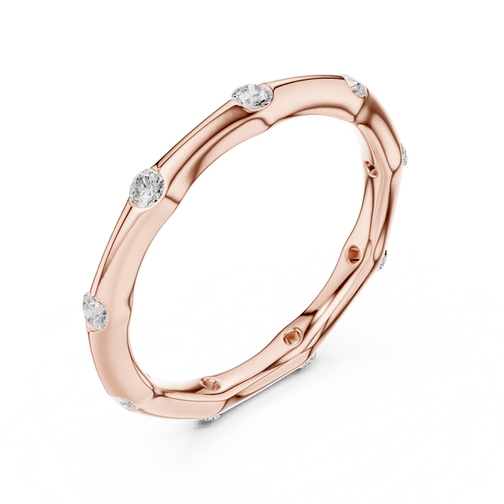 Bamboo Bezel Set Round 0.31 ctw Diamond Band - B1169 in Wedding Bands by 18 KARATS INC.