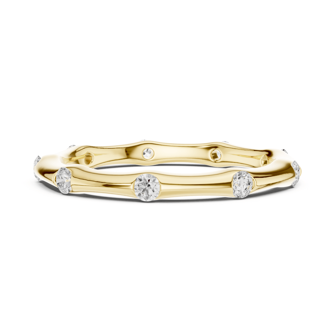 Bamboo Bezel Set Round 0.31 ctw Diamond Band - B1169 in Wedding Bands by 18 KARATS INC.