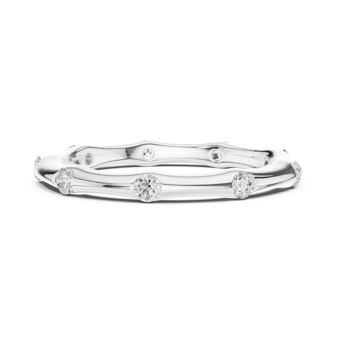 Bamboo Bezel Set Round 0.31 ctw Diamond Band - B1169 in Wedding Bands by 18 KARATS INC.