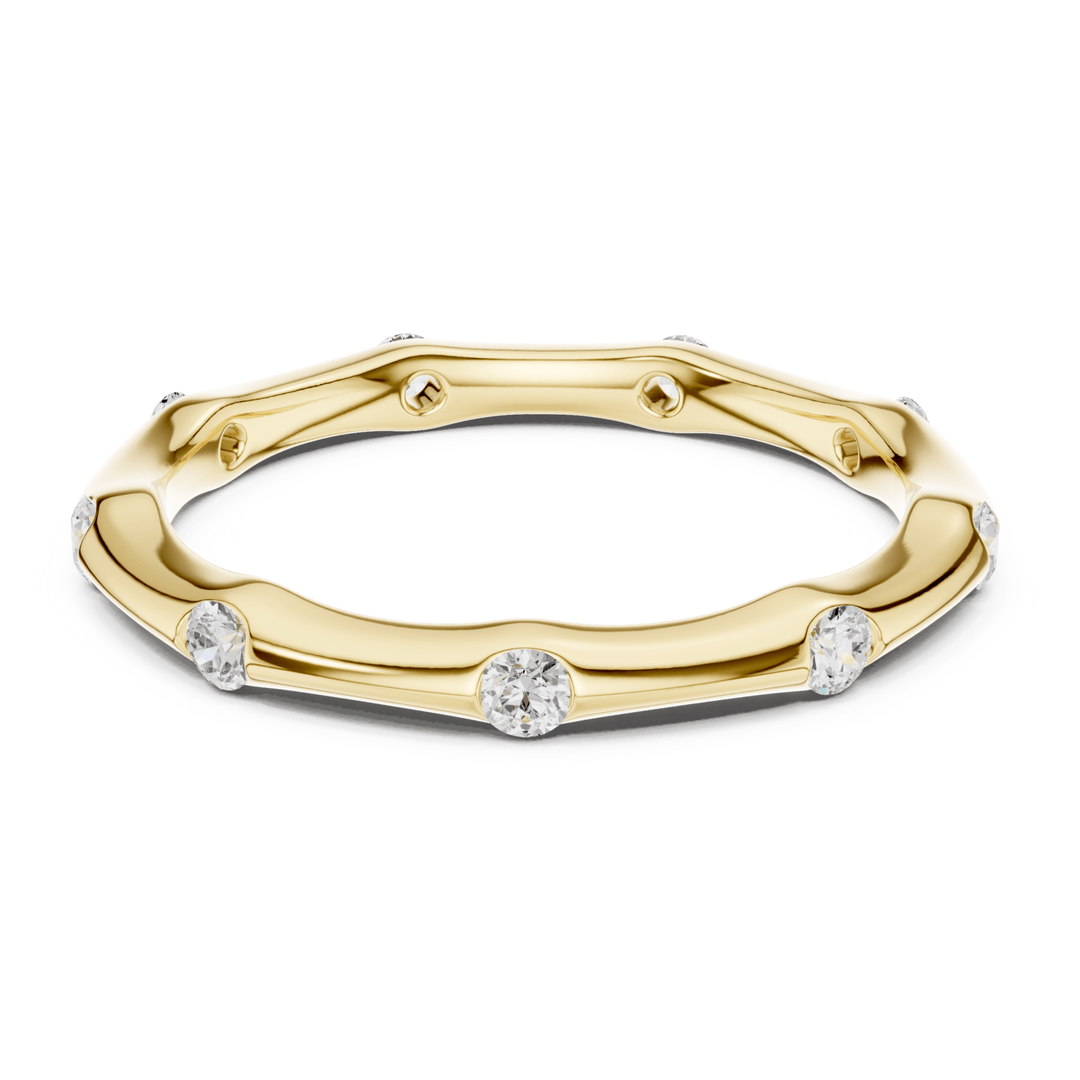 Bamboo Bezel Set Round 0.31 ctw Diamond Band - B1169 in Wedding Bands by 18 KARATS INC.