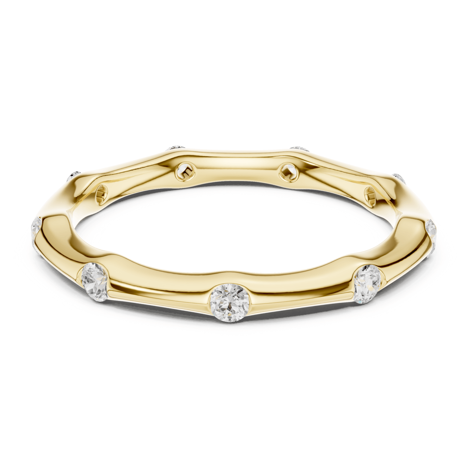 Bamboo Bezel Set Round 0.31 ctw Diamond Band - B1169 in Wedding Bands by 18 KARATS INC.