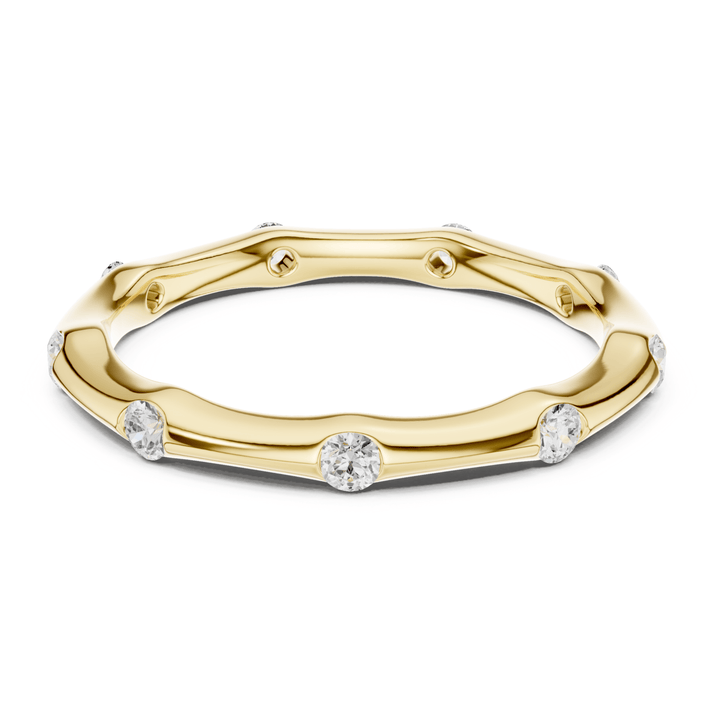 Bamboo Bezel Set Round 0.31 ctw Diamond Band - B1169 in Wedding Bands by 18 KARATS INC.