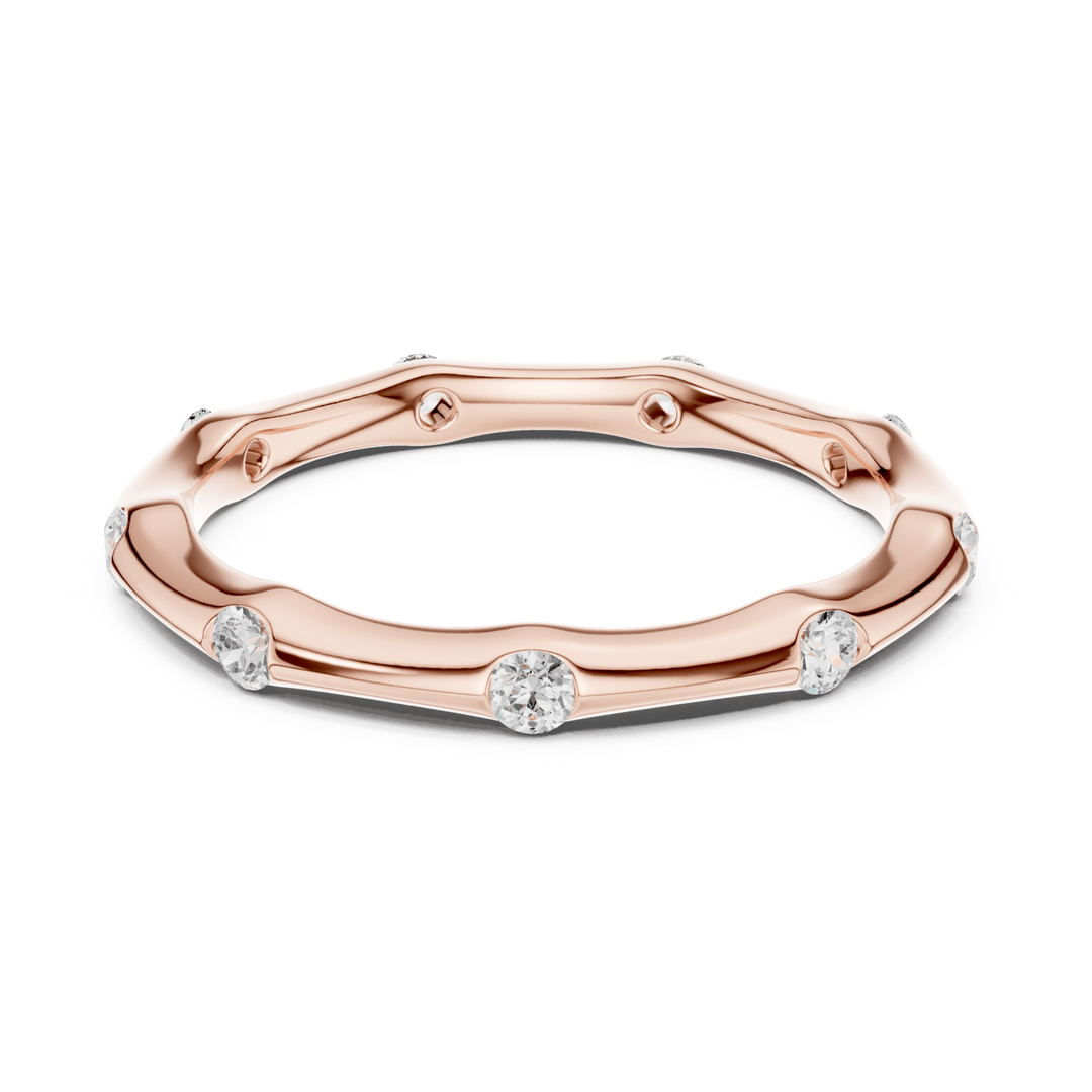 Bamboo Bezel Set Round 0.31 ctw Diamond Band - B1169 in Wedding Bands by 18 KARATS INC.