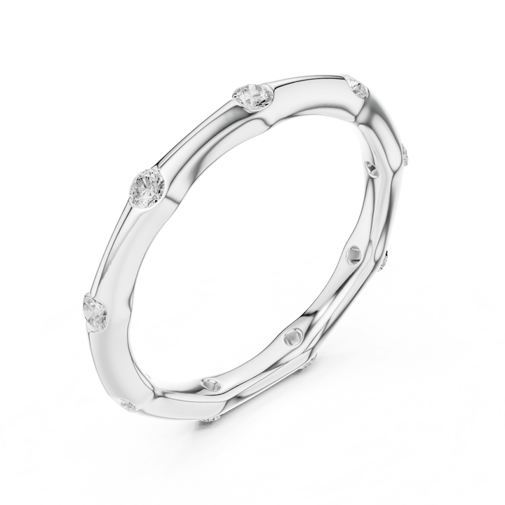 Bamboo Bezel Set Round 0.31 ctw Diamond Band - B1169 in Wedding Bands by 18 KARATS INC.