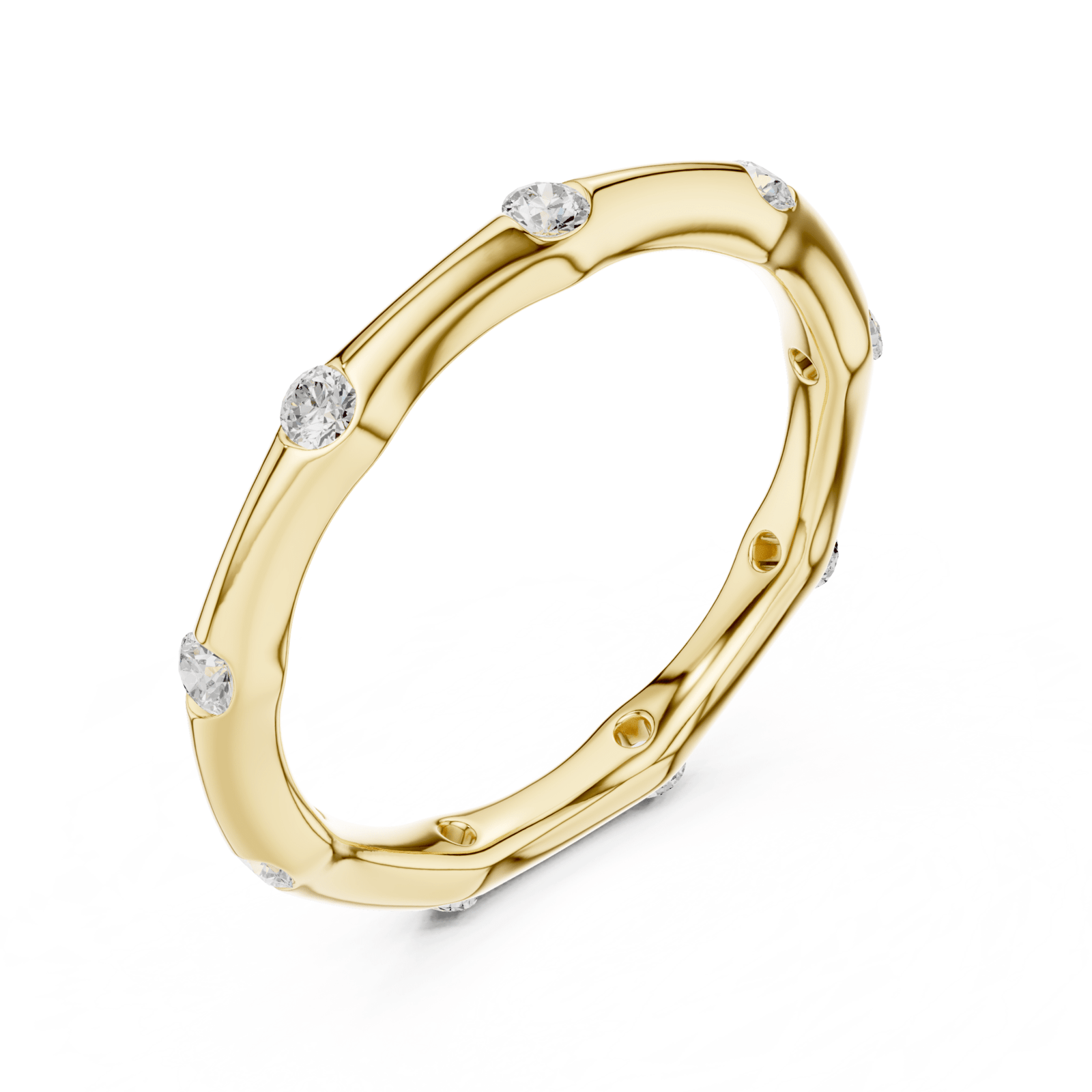 Bamboo Bezel Set Round 0.31 ctw Diamond Band - B1169 in Wedding Bands by 18 KARATS INC.