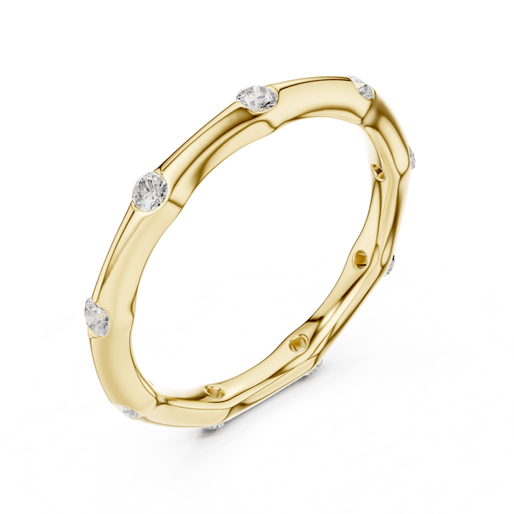 Bamboo Bezel Set Round 0.31 ctw Diamond Band - B1169 in Wedding Bands by 18 KARATS INC.