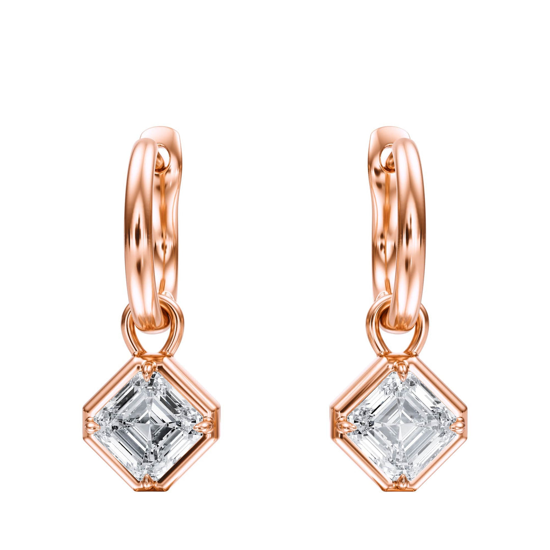 Bezel Asscher Diamond Drop Earrings - E1111 in Earrings by 18 KARATS INC.
