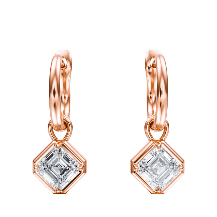 Bezel Asscher Diamond Drop Earrings - E1111 in Earrings by 18 KARATS INC.