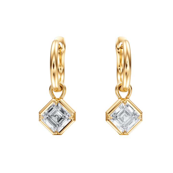 Bezel Asscher Diamond Drop Earrings - E1111 in Earrings by 18 KARATS INC.