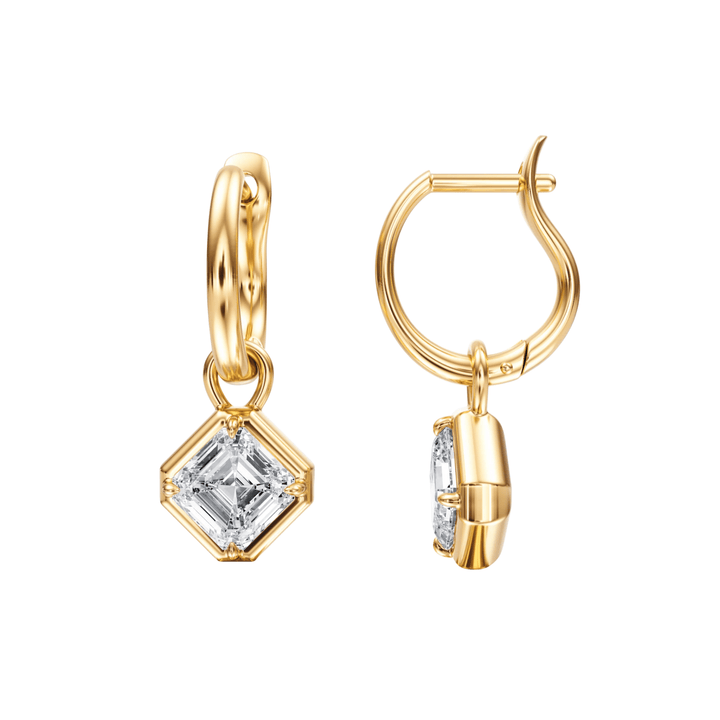 Bezel Asscher Diamond Drop Earrings - E1111 in Earrings by 18 KARATS INC.