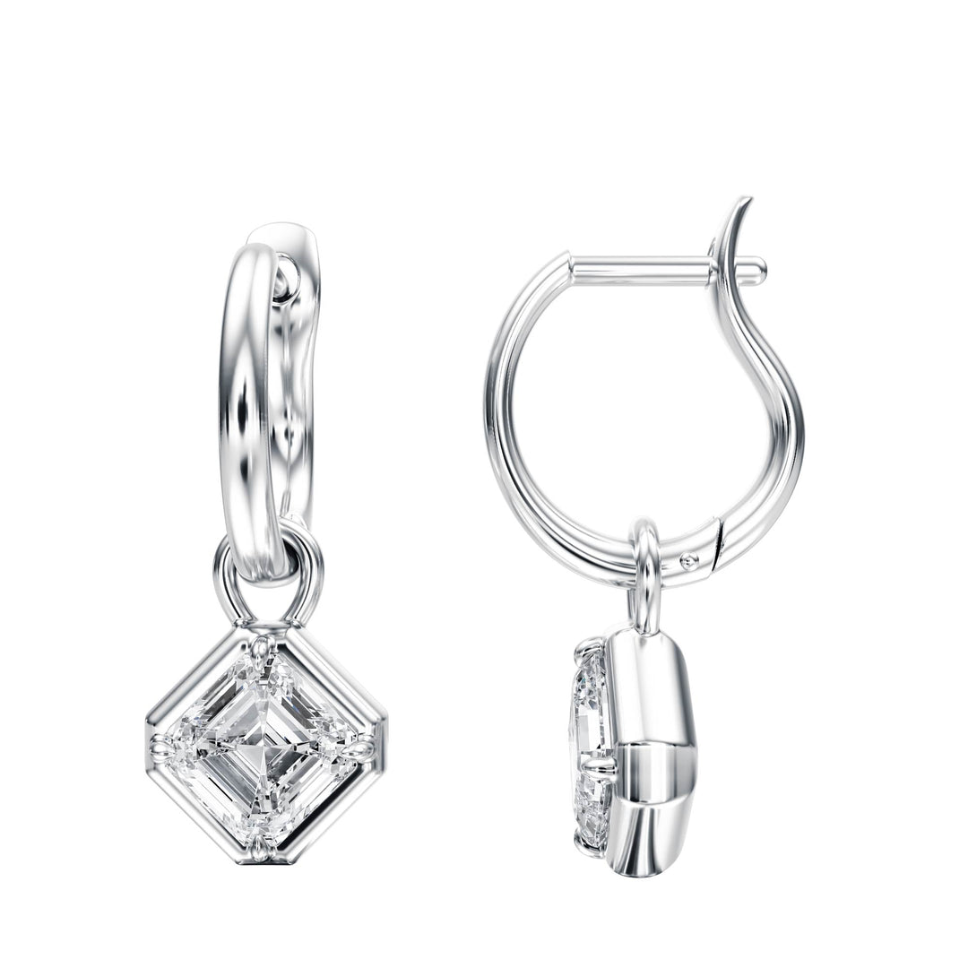 Bezel Asscher Diamond Drop Earrings - E1111 in Earrings by 18 KARATS INC.