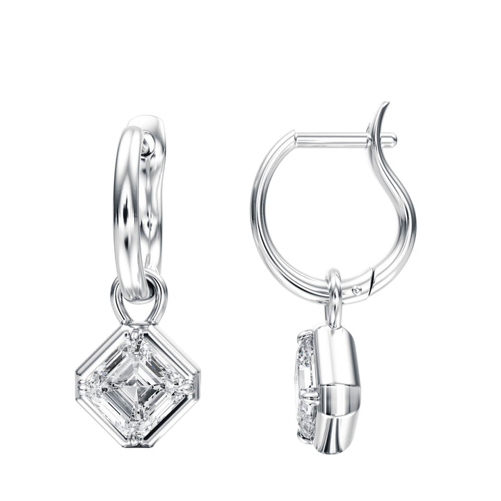 Bezel Asscher Diamond Drop Earrings - E1111 in Earrings by 18 KARATS INC.
