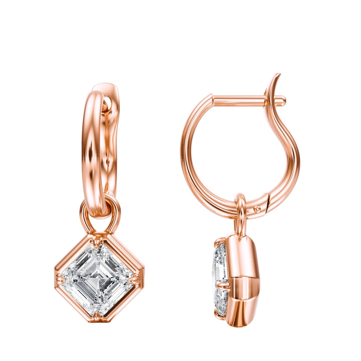 Bezel Asscher Diamond Drop Earrings - E1111 in Earrings by 18 KARATS INC.