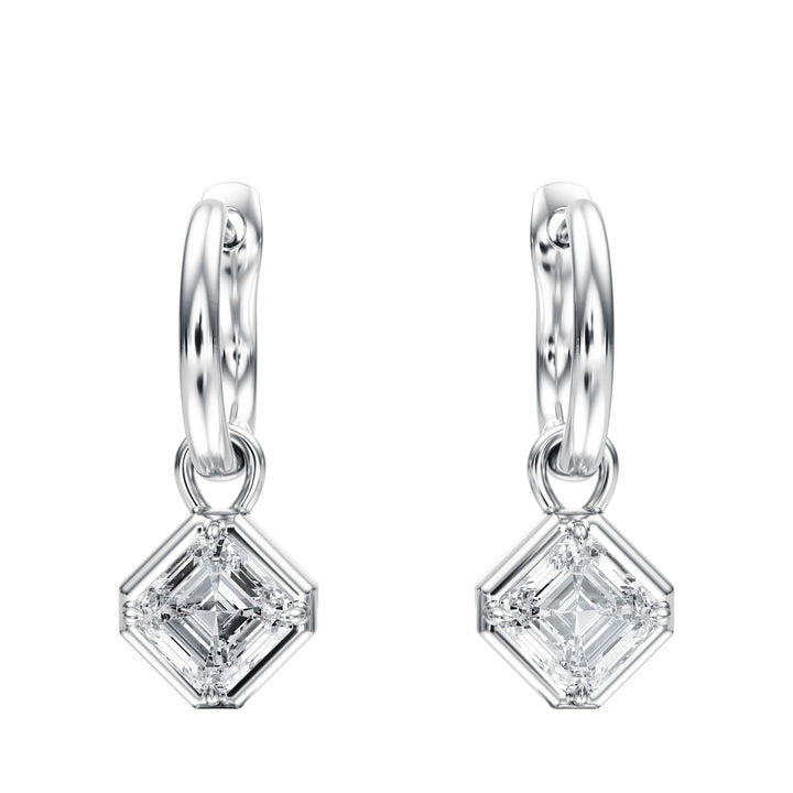 Bezel Asscher Diamond Drop Earrings - E1111 in Earrings by 18 KARATS INC.