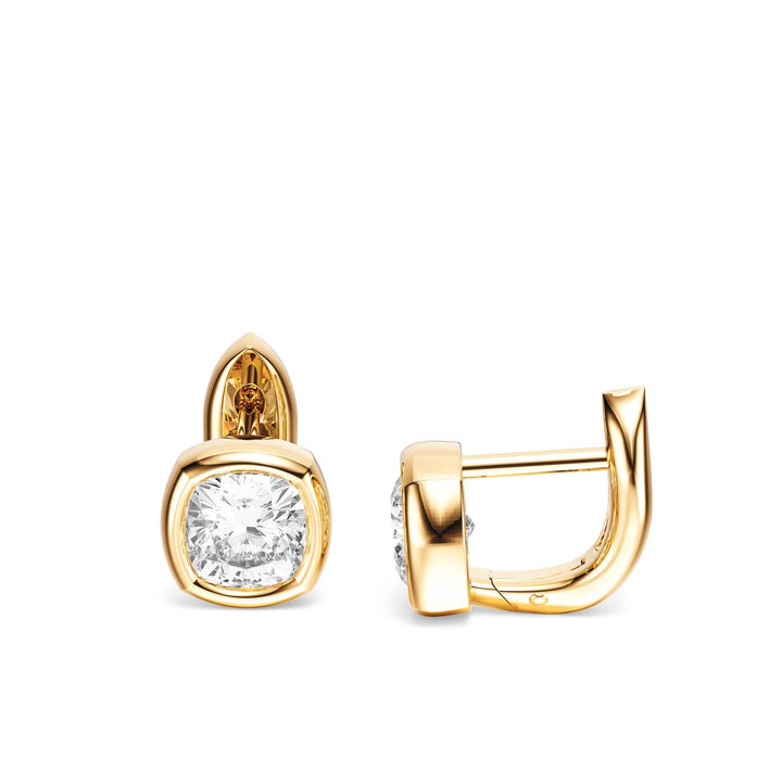 Bezel Cushion Lab Diamond Huggie Earrings -  E1113 in Earrings by 18 KARATS INC.