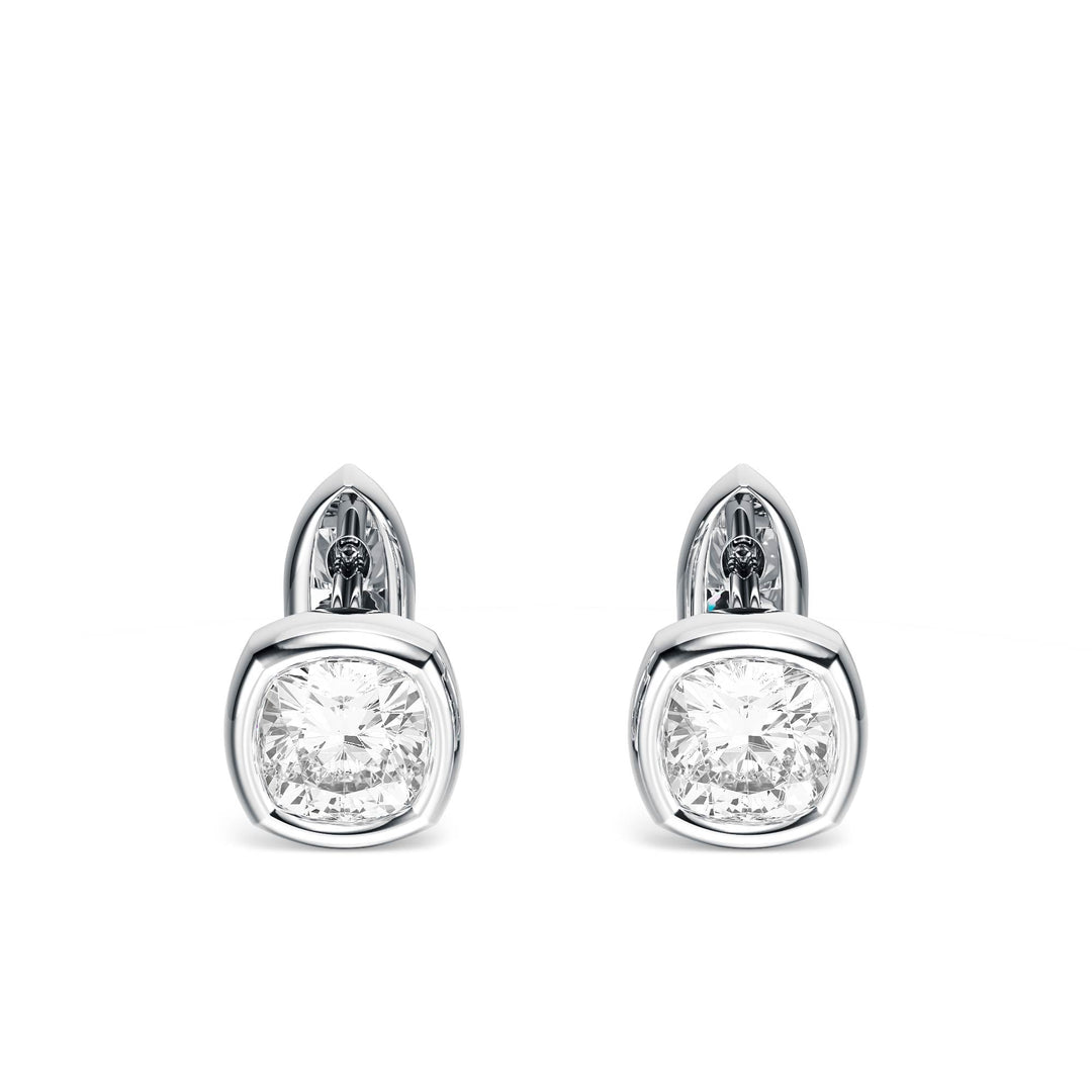 Bezel Cushion Lab Diamond Huggie Earrings -  E1113 in Earrings by 18 KARATS INC.