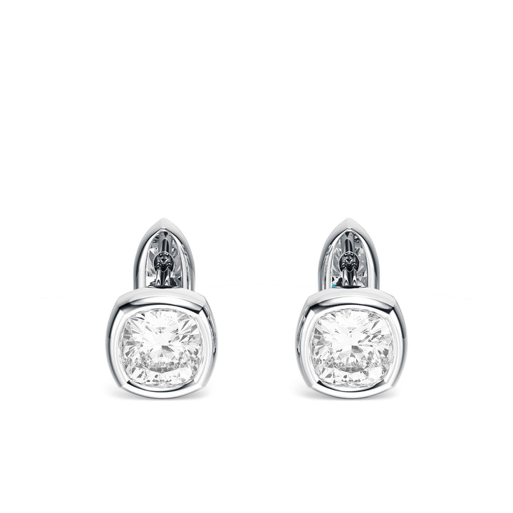 Bezel Cushion Lab Diamond Huggie Earrings -  E1113 in Earrings by 18 KARATS INC.