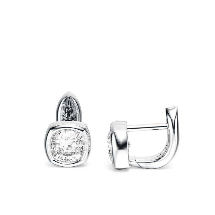 Bezel Cushion Lab Diamond Huggie Earrings -  E1113 in Earrings by 18 KARATS INC.