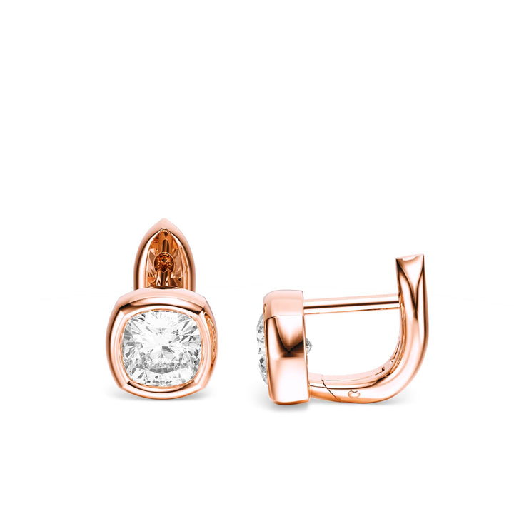 Bezel Cushion Lab Diamond Huggie Earrings -  E1113 in Earrings by 18 KARATS INC.