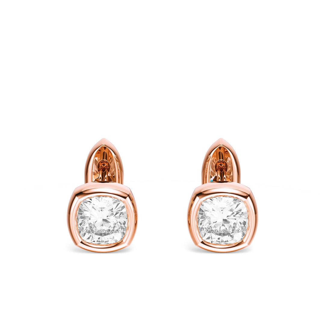 Bezel Cushion Lab Diamond Huggie Earrings -  E1113 in Earrings by 18 KARATS INC.