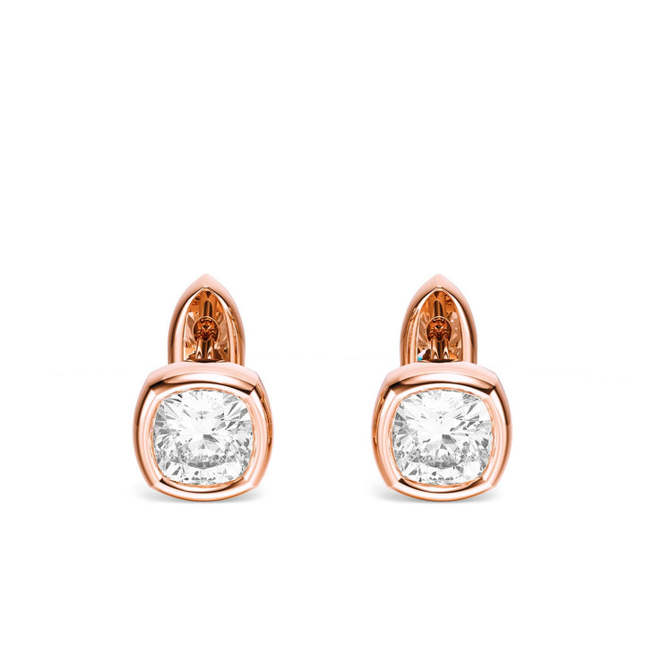 Bezel Cushion Lab Diamond Huggie Earrings -  E1113 in Earrings by 18 KARATS INC.