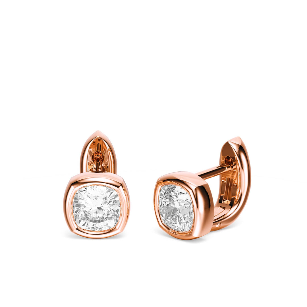 Bezel Cushion Lab Diamond Huggie Earrings -  E1113 in Earrings by 18 KARATS INC.