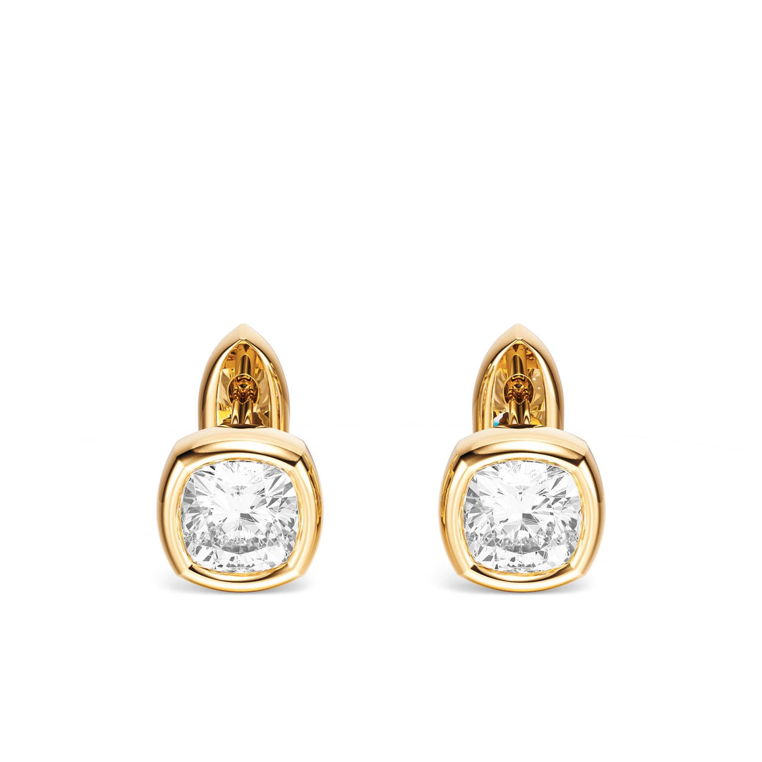 Bezel Cushion Lab Diamond Huggie Earrings -  E1113 in Earrings by 18 KARATS INC.