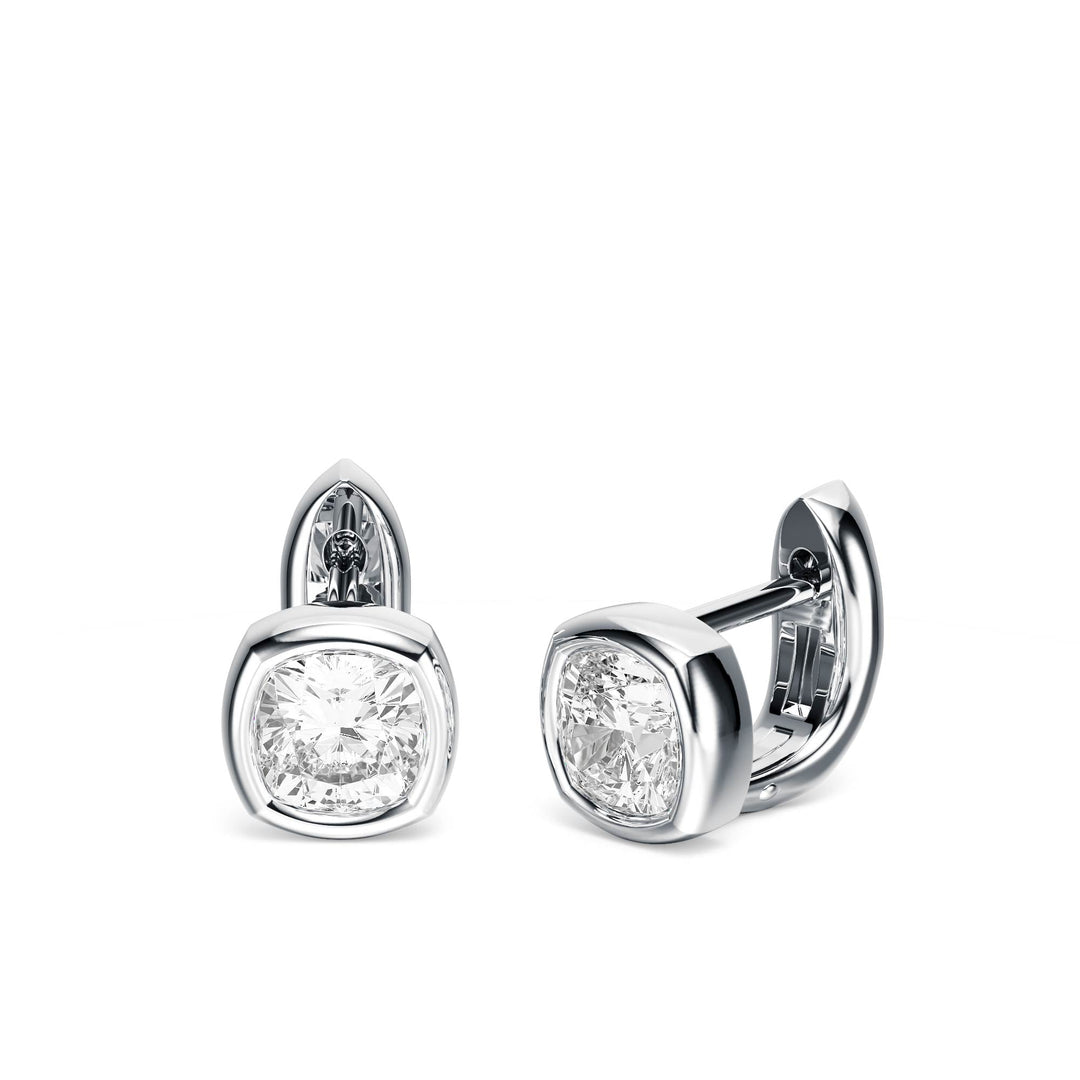 Bezel Cushion Lab Diamond Huggie Earrings -  E1113 in Earrings by 18 KARATS INC.