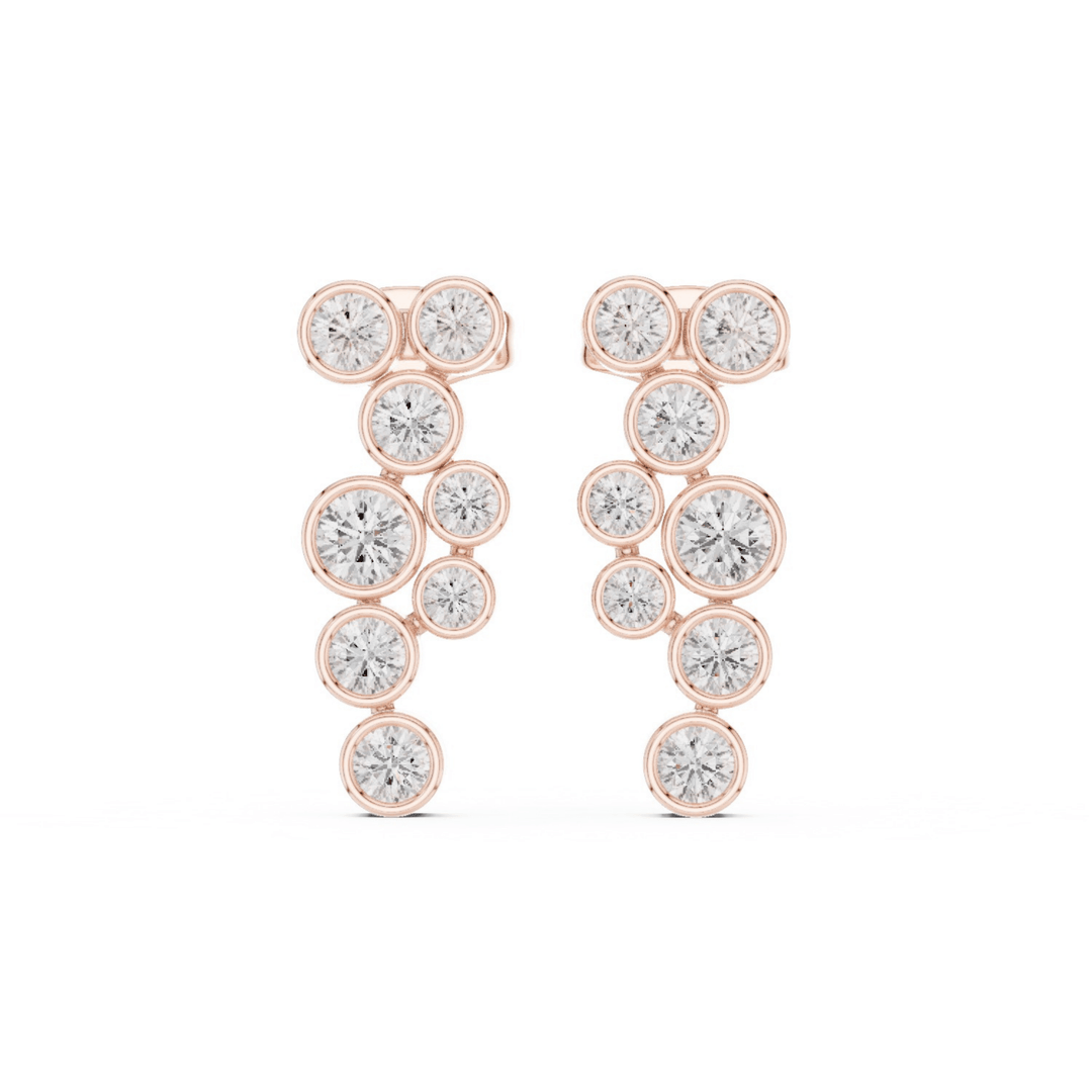 Bezel Diamond Cascade Drop Earrings - E1124 in Earrings by 18 KARATS INC.