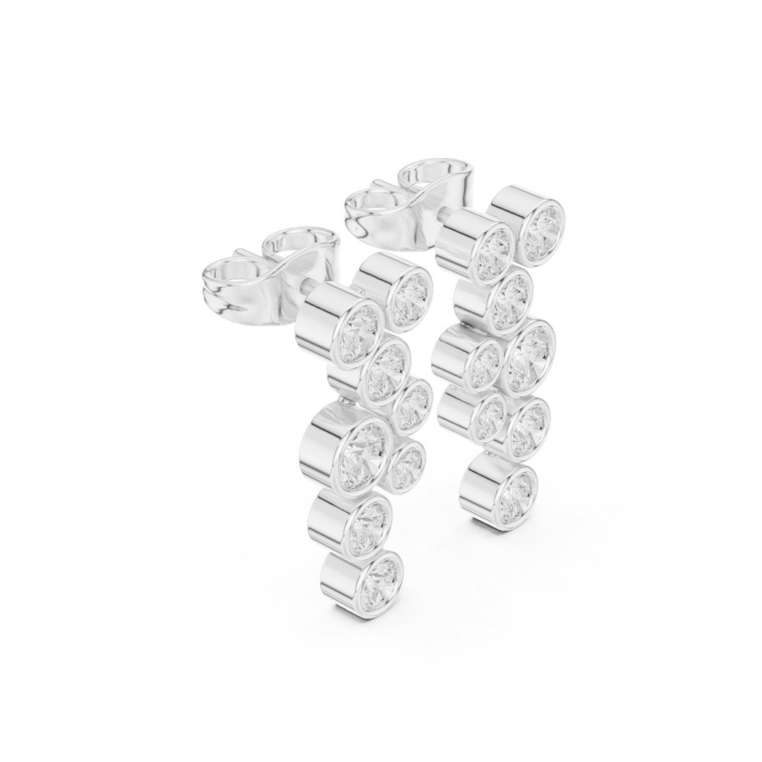 Bezel Diamond Cascade Drop Earrings - E1124 in Earrings by 18 KARATS INC.