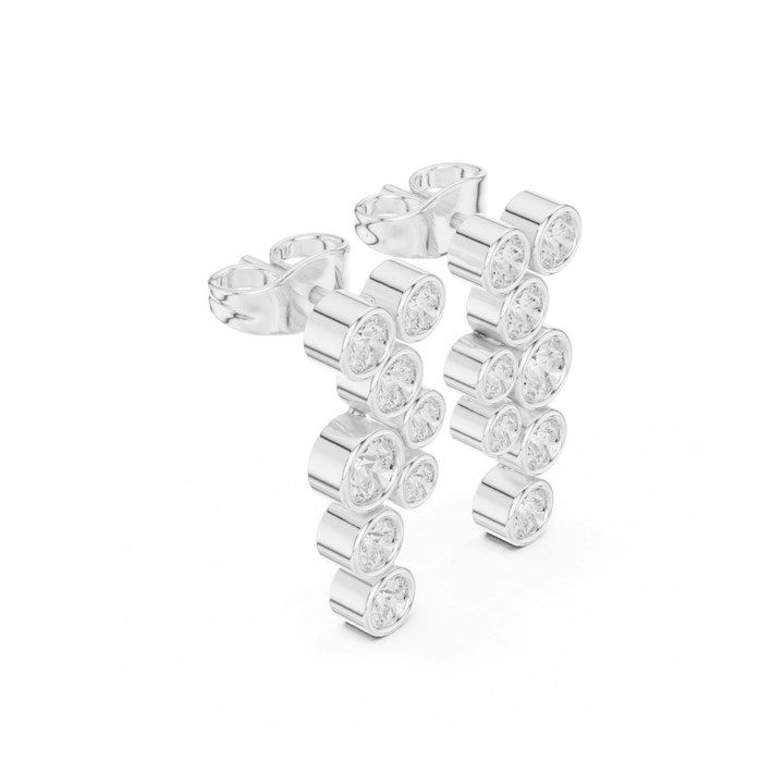 Bezel Diamond Cascade Drop Earrings - E1124 in Earrings by 18 KARATS INC.