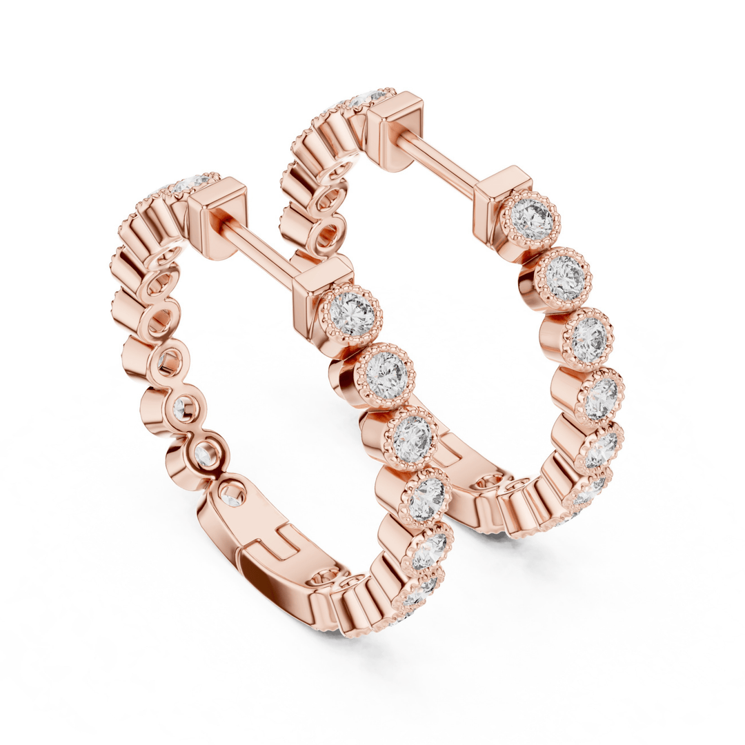 Bezel Diamond Hoop Earrings - E1123 in Earrings by 18 KARATS INC.