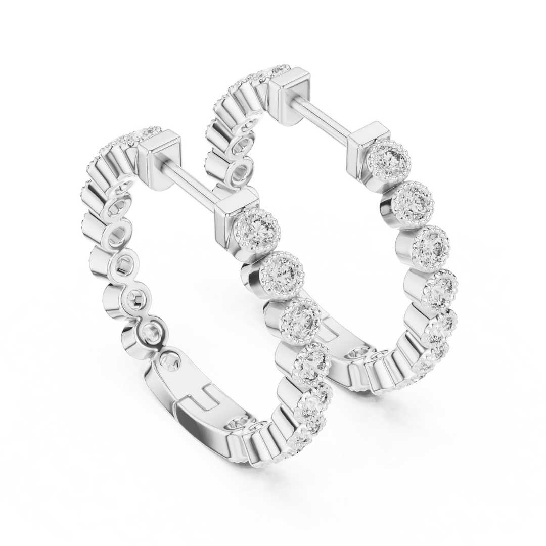 Bezel Diamond Hoop Earrings - E1123 in Earrings by 18 KARATS INC.