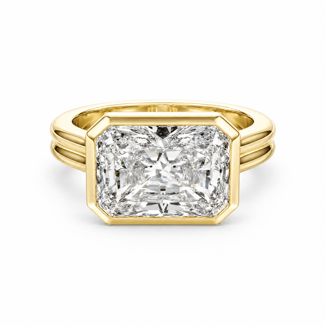 Bezel Double Band Radiant Lab Diamond Engagement Ring in Ready Rings by 18 KARATS INC.