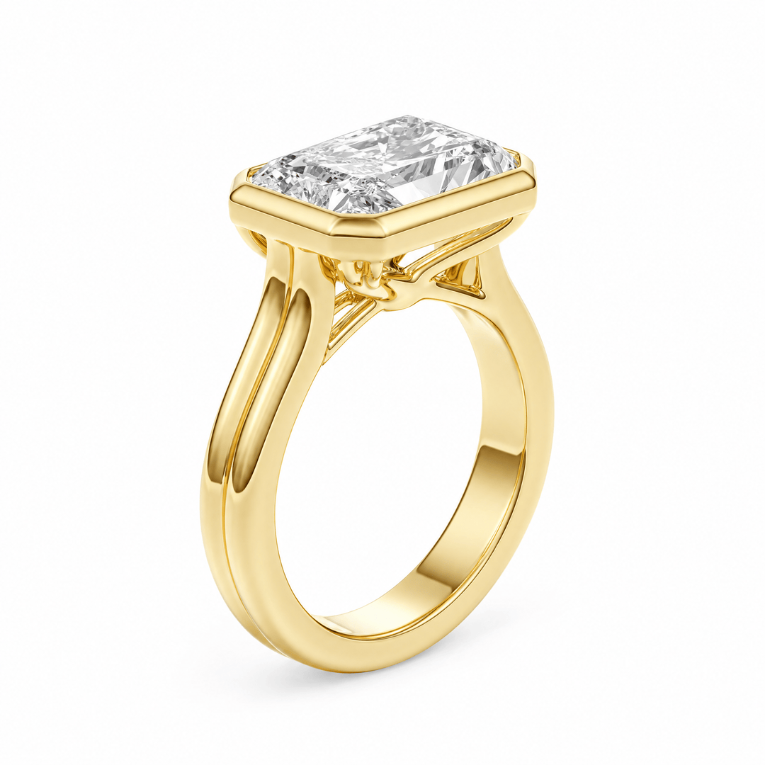 Bezel Double Band Radiant Lab Diamond Engagement Ring in Ready Rings by 18 KARATS INC.