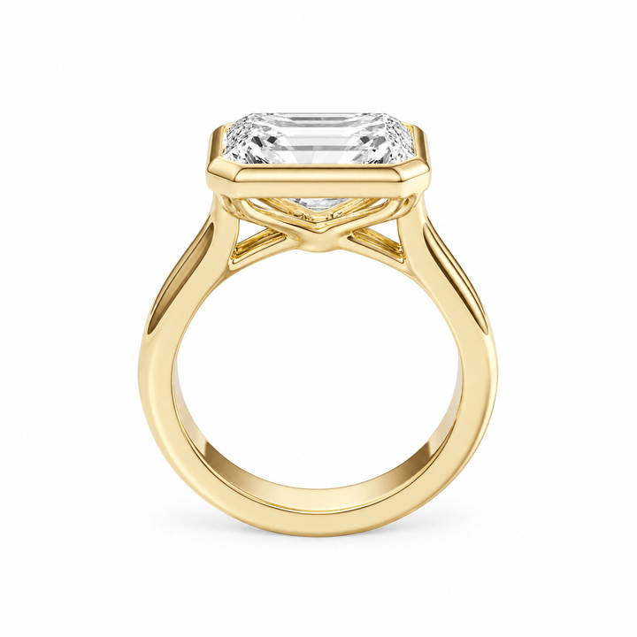 Bezel Double Band Radiant Lab Diamond Engagement Ring in Ready Rings by 18 KARATS INC.