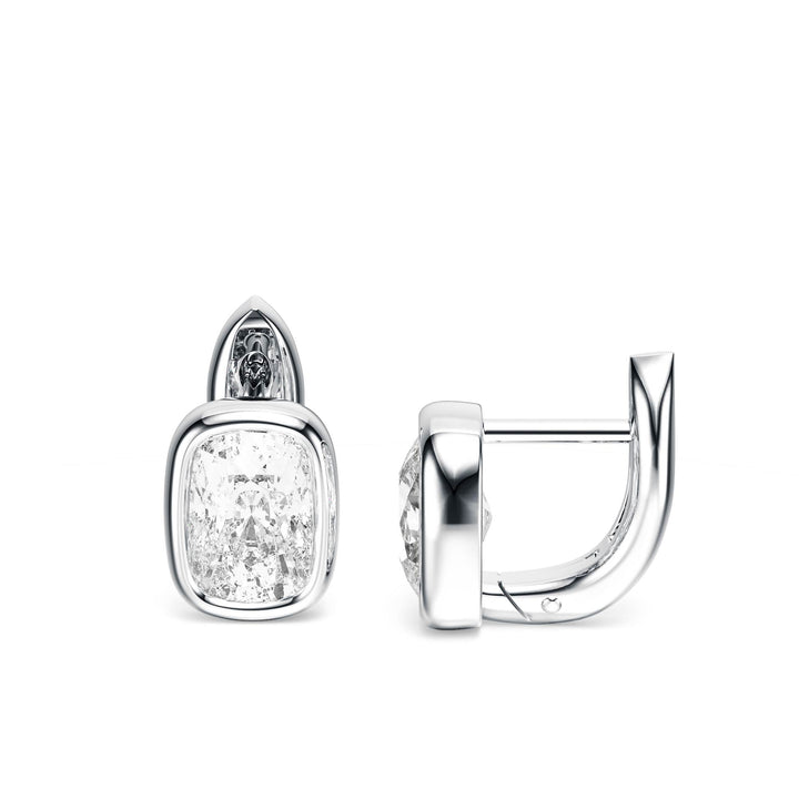Bezel Elongated Cushion Lab Diamond Huggie Earrings -  E1113 in Earrings by 18 KARATS INC.