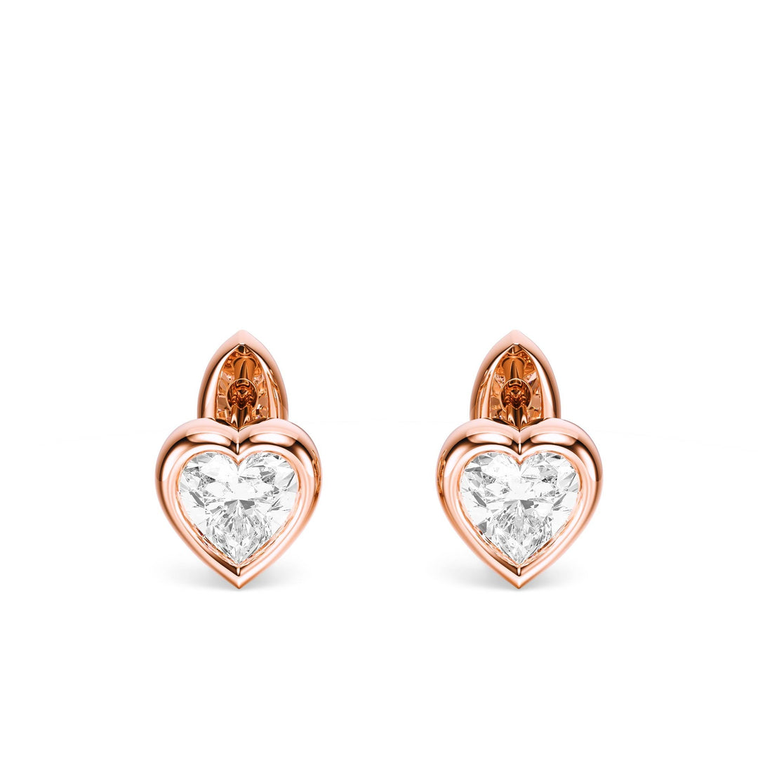 Bezel Heart Lab Diamond Huggie Earrings -  E1113 in Earrings by 18 KARATS INC.
