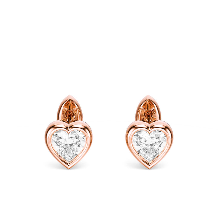 Bezel Heart Lab Diamond Huggie Earrings -  E1113 in Earrings by 18 KARATS INC.