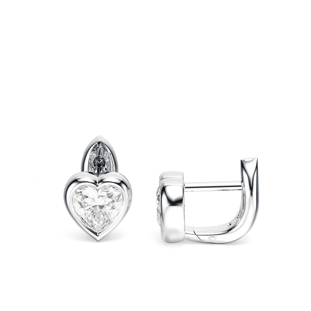 Bezel Heart Lab Diamond Huggie Earrings -  E1113 in Earrings by 18 KARATS INC.