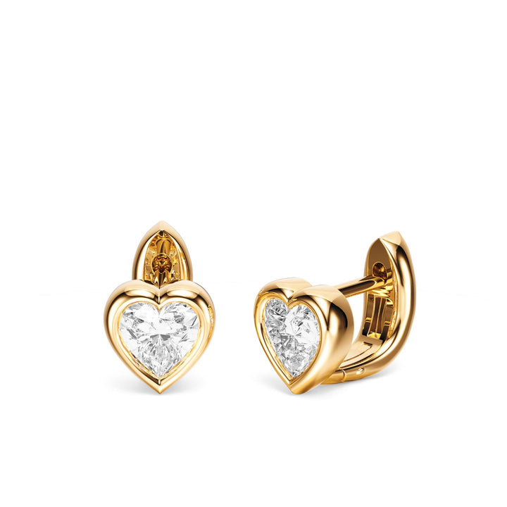 Bezel Heart Lab Diamond Huggie Earrings -  E1113 in Earrings by 18 KARATS INC.