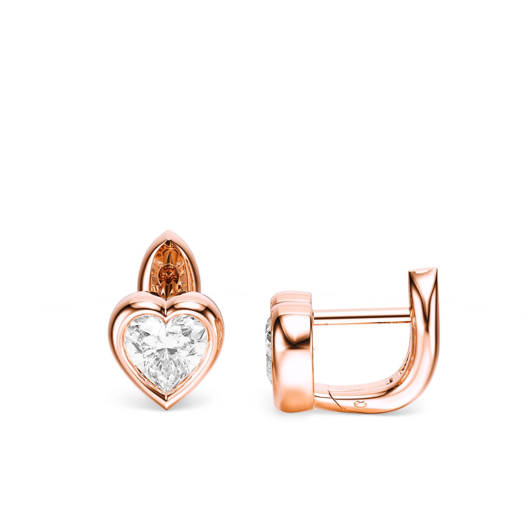 Bezel Heart Lab Diamond Huggie Earrings -  E1113 in Earrings by 18 KARATS INC.