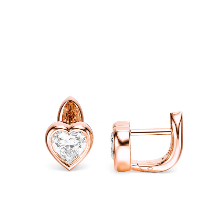 Bezel Heart Lab Diamond Huggie Earrings -  E1113 in Earrings by 18 KARATS INC.