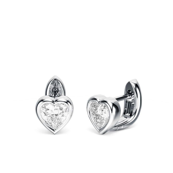 Bezel Heart Lab Diamond Huggie Earrings -  E1113 in Earrings by 18 KARATS INC.