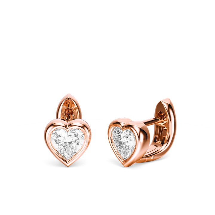 Bezel Heart Lab Diamond Huggie Earrings -  E1113 in Earrings by 18 KARATS INC.