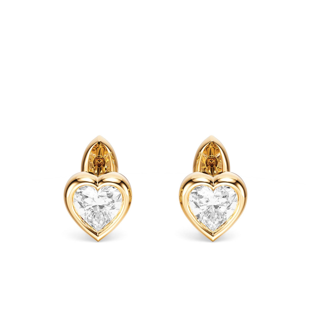 Bezel Heart Lab Diamond Huggie Earrings -  E1113 in Earrings by 18 KARATS INC.