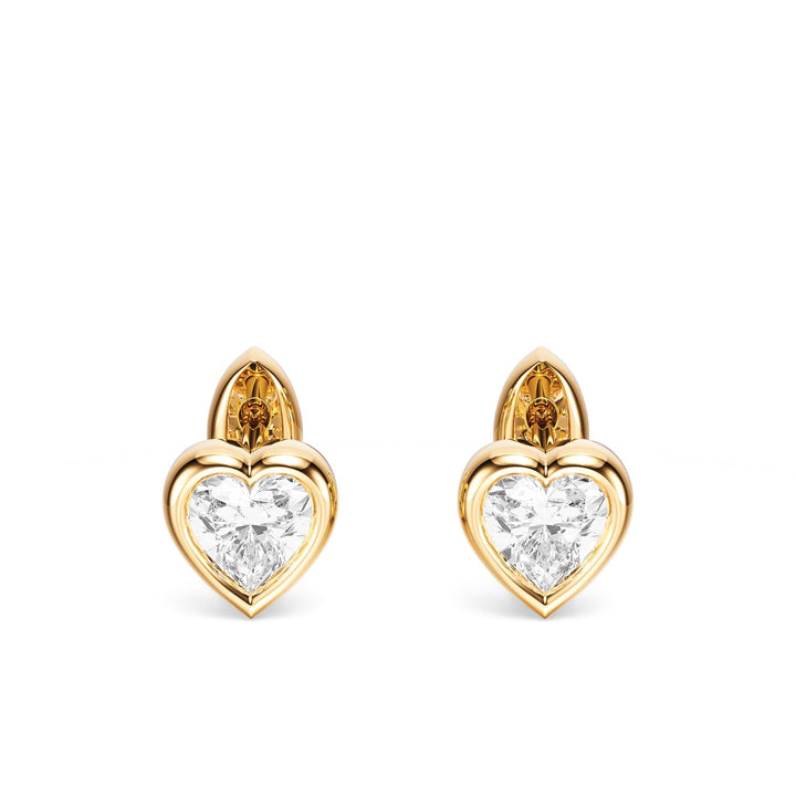 Bezel Heart Lab Diamond Huggie Earrings -  E1113 in Earrings by 18 KARATS INC.